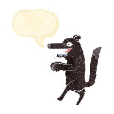 cartoon big bad wolf with speech bubble N6
