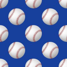 Vector seamless pattern of baseball balls on blue background