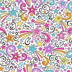 Shooting Stars Seamless Pattern Doodle Vector Design