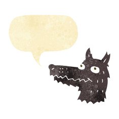 cartoon wolf head with speech bubble N36