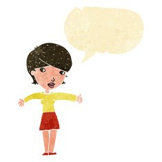 cartoon woman giving thumbs up symbol with speech bubble N82
