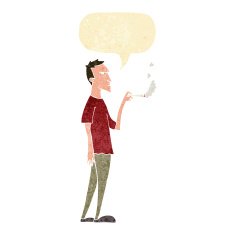 cartoon annoyed smoker with speech bubble N12