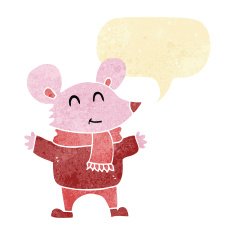 cartoon mouse with speech bubble N28