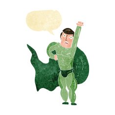 cartoon superhero with speech bubble N28