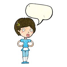 cartoon woman in french maid outfit with speech bubble N11