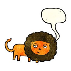 cartoon lion with speech bubble N27
