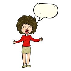 cartoon loud woman with speech bubble N12