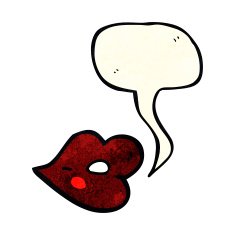 cartoon glossy lips with speech bubble N2