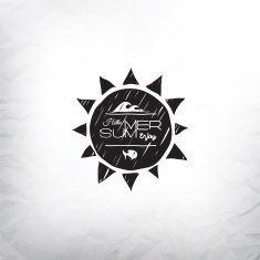Retro summer label doodle sketch style vintage calligraphic design card N6