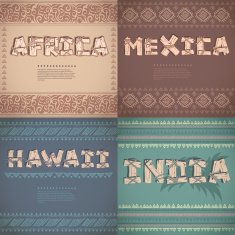 Set of business cards with tribal ornaments N3