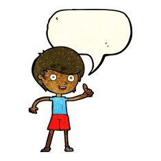 cartoon boy giving thumbs up symbol with speech bubble N9