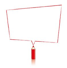Red Pencil Drawing Skewed Rectangle Speech Balloon