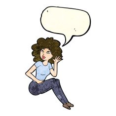 cartoon woman listening with speech bubble N11