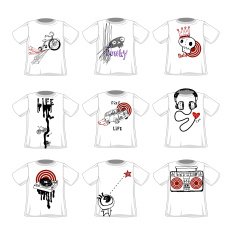 Hipsters doodle style fashionable t-shirts designs