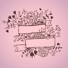 Romantic hand drawn vector illustration with ribbon