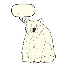 cartoon funny polar bear with speech bubble N8