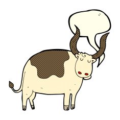 cartoon ox with speech bubble N10
