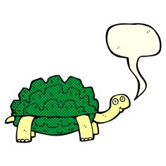 cartoon tortoise with speech bubble N11