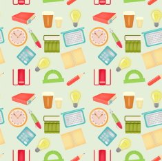 Seamless pattern with office items N2