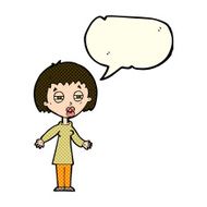 cartoon tired woman with speech bubble N36