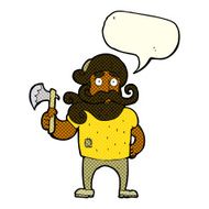 cartoon lumberjack with axe speech bubble N12