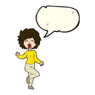 cartoon woman dancing with speech bubble N35
