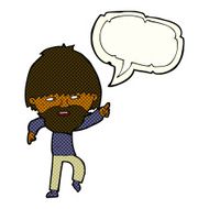 cartoon bearded man pointing and laughing with speech bubble N12