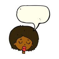 cartoon woman with eyes closed speech bubble N12
