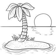 Deserted tropical island sketch