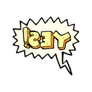 cartoon yes symbol with speech bubble N4