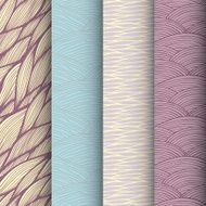 Decorative waves seamless patterns set
