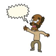 cartoon frightened old man with speech bubble N44