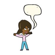 cartoon woman gesturing with speech bubble N36