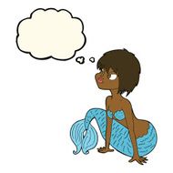 cartoon pretty mermaid with speech bubble N45