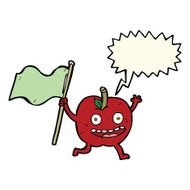 cartoon apple with flag speech bubble N12