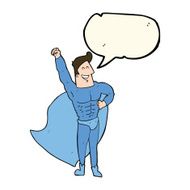 cartoon superhero with speech bubble N30