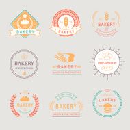 Vintage Retro Bakery Badges Labels logos Bread loaf wheat ear