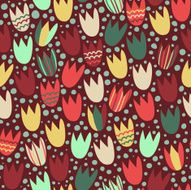 Seamless pattern with stylized tulips N2