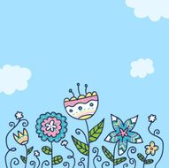 Card background with doodle flowers