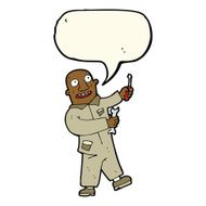 cartoon mechanic with speech bubble N11
