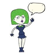 cartoon pretty vampire girl with speech bubble N36
