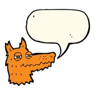 cartoon smug fox face with speech bubble N4