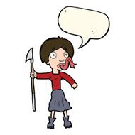 cartoon woman with spear sticking out tongue speech bubble N8
