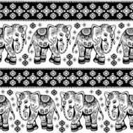 Ethnic elephant seamless N10