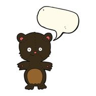 cartoon black bear cub with speech bubble N59