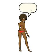 cartoon woman in bikini with speech bubble N60