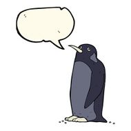 cartoon penguin with speech bubble N44