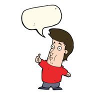 cartoon man giving thumbs up sign with speech bubble N23