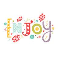 Lettering Enjoy with decorative floral elements
