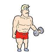comic cartoon man lifting weights N3